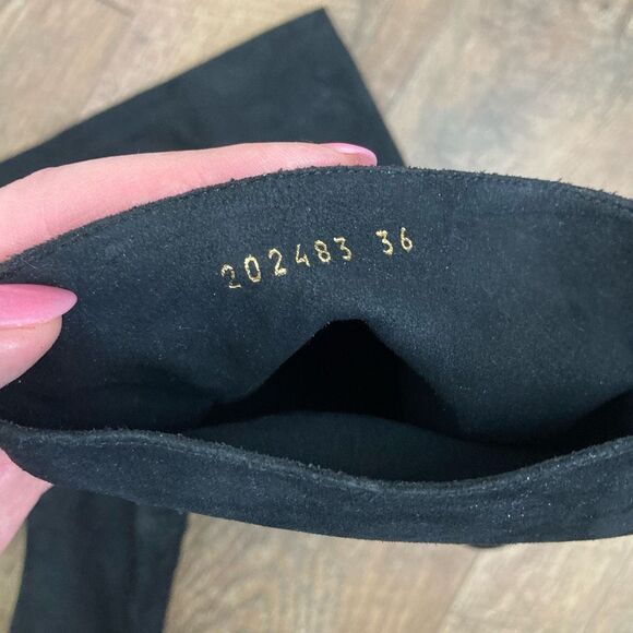 Stella McCartney Suede Knee-High Slip On Boots Black Round Toe Block Heels EU 36 - Picture 6 of 9